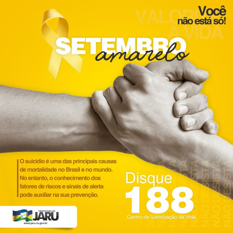 Semusa de Jaru, RO vai promover várias palestras sobre “Setembro Amarelo”, mês de prevenção ao suicídio