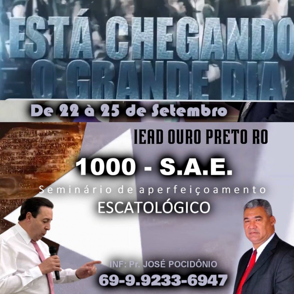 Assembleia de Deus em Ouro Preto, inicia Seminário de Escatologia com o pastor Roberto de Carvalho, nesta quarta-feira