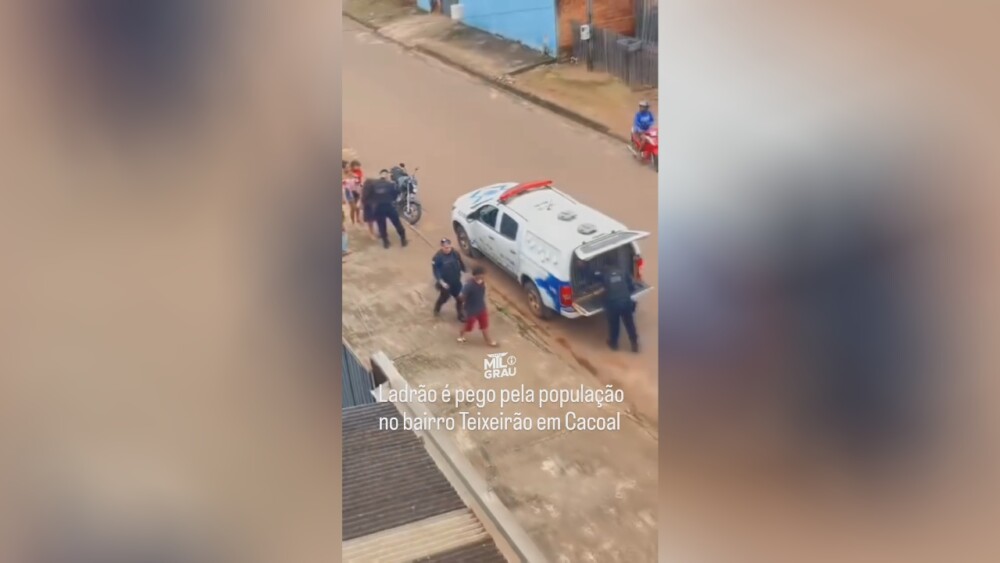 Veja o vídeo do suspeito de tentativa de roubo sendo detido por populares, em Cacoal, RO