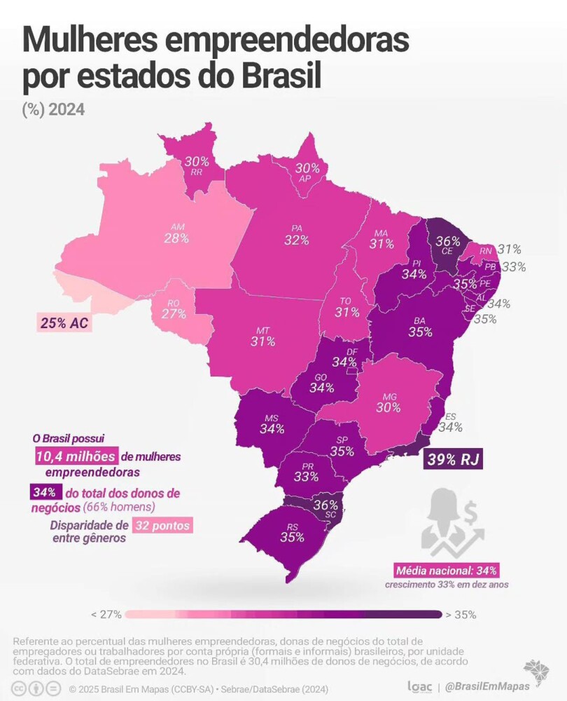 Segunda Menor Porcentagem de Mulheres Empreendedoras no Brasil