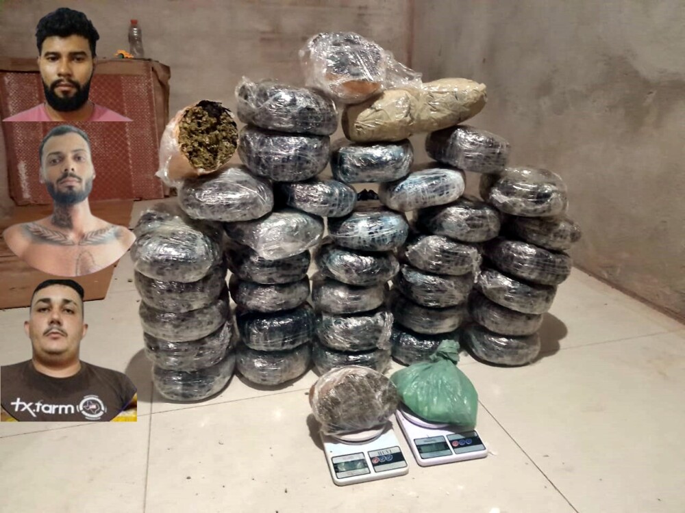 Trabalho integrado entre o 4º e o 10º BPM prende três traficantes e 38 kg de drogas em Rolim de Moura