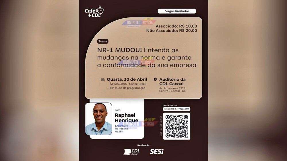 Empresários de Cacoal terão oportunidade de se atualizar sobre a NR-1 em evento exclusivo