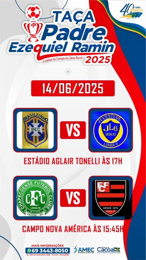 Taça Padre Ezequiel Ramin segue com mais uma rodada em Cacoal neste fim de semana