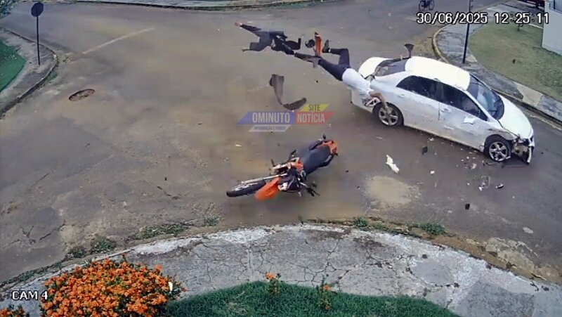 Motorista Inabilitado Atropela Casal em Cacoal: Cameras mostram violência do impacto