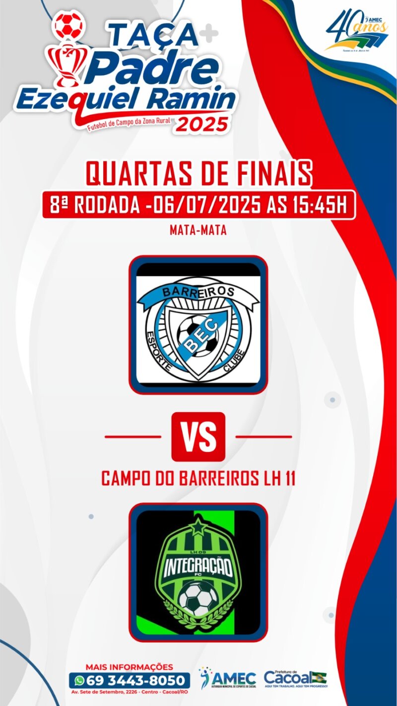 Oitava rodada da Taça Padre Ezequiel Ramin: Jogos de volta prometem emoção!