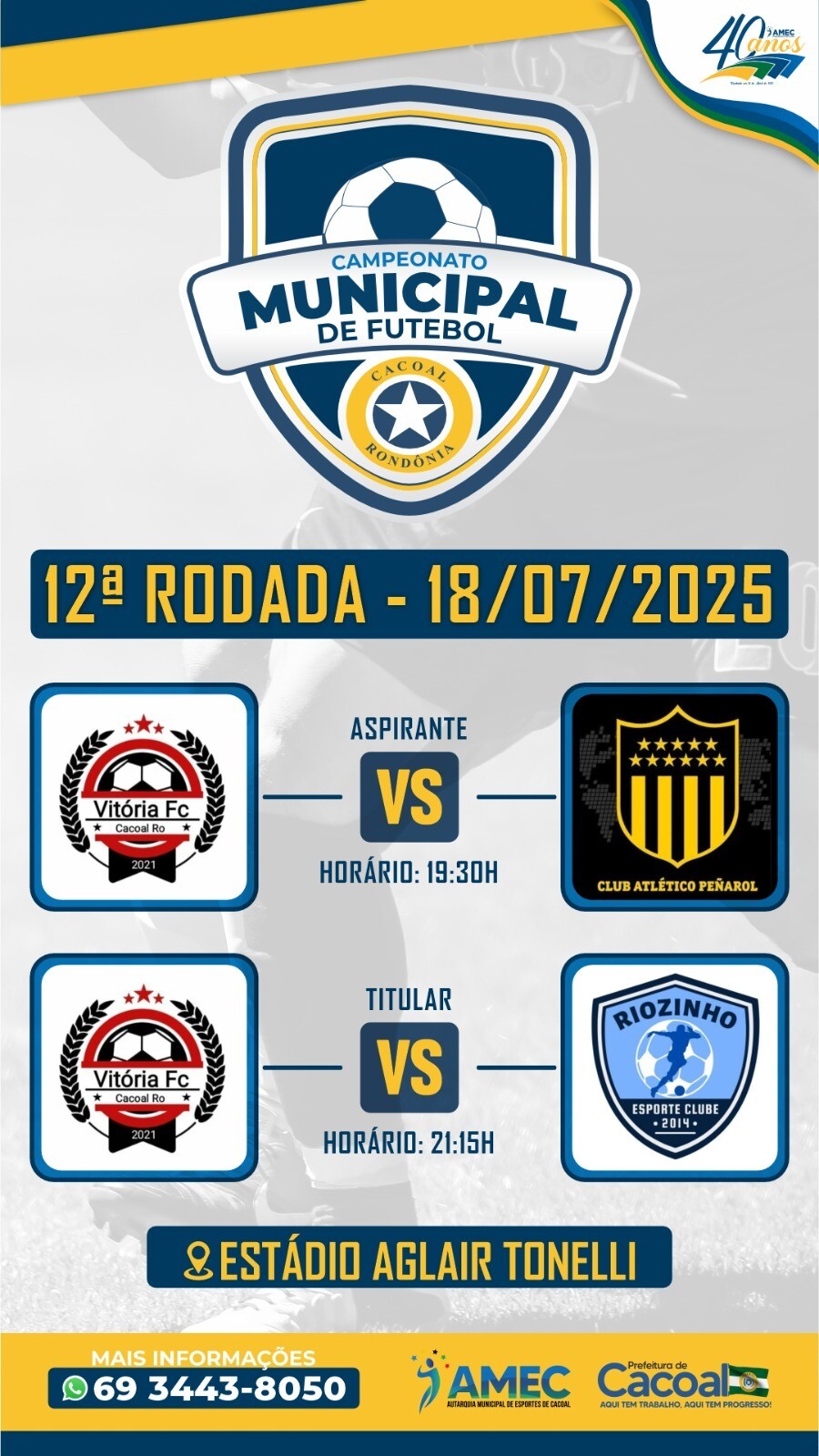 Campeonato Municipal de Futebol de Cacoal segue acelerado com jogos imperdíveis nesta sexta