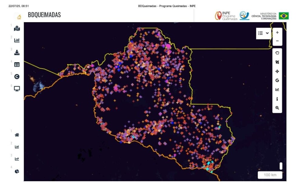 Rondônia registra queda histórica de 77,7% em focos de queimadas em 2025, o menor índice em uma década