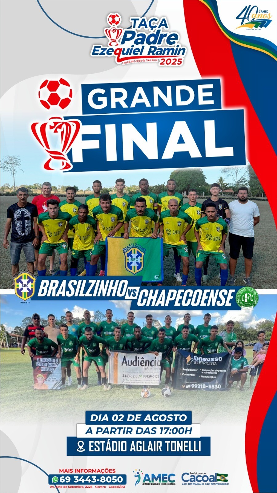 A Grande Final que vai parar Cacoal: Chapecoense e Brasilzinho disputam a Taça Padre Ezequiel Ramin