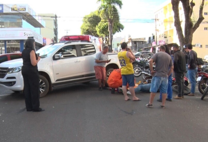Motociclista fica ferido em acidente na Avenida Porto Velho, em Cacoal