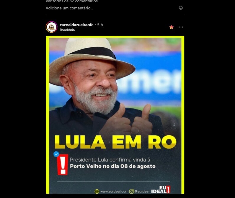 Lula pode vir a Rondônia no dia 8 de agosto, mas visita ainda não é confirmada oficialmente
