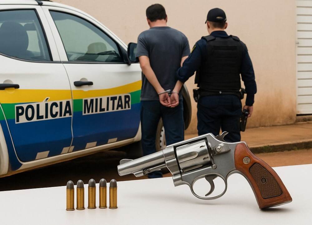 Homem é preso em Vilhena após surto de fúria com revólver municiado