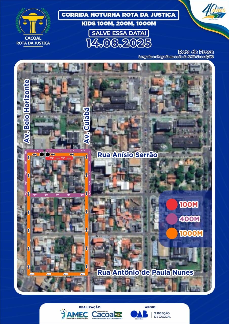 A contagem regressiva para a 1ª Corrida Noturna Rota da Justiça de Cacoal começou
