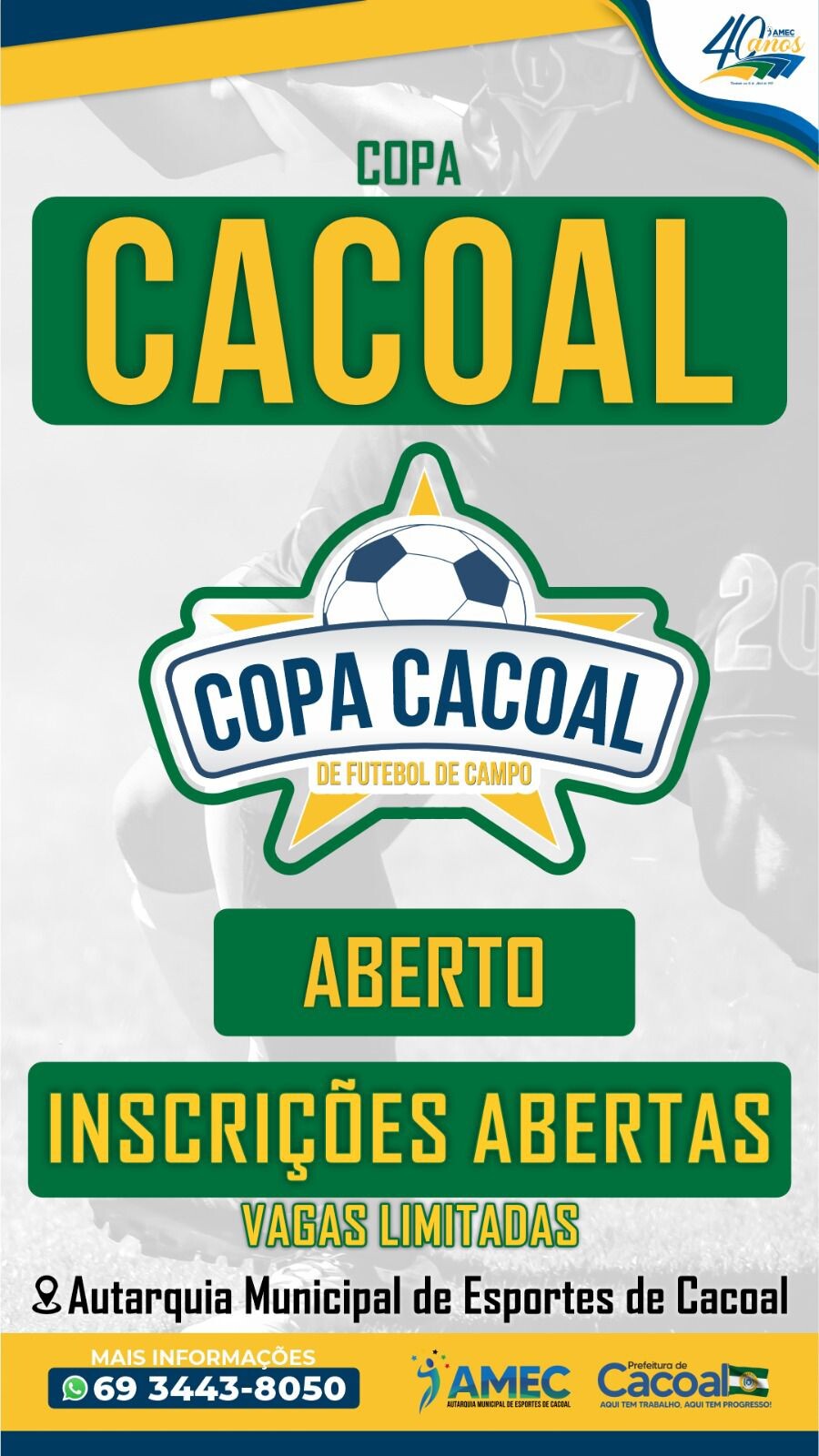 Inscrições abertas para a Copa Cacoal de Futebol: Última chance para participar!