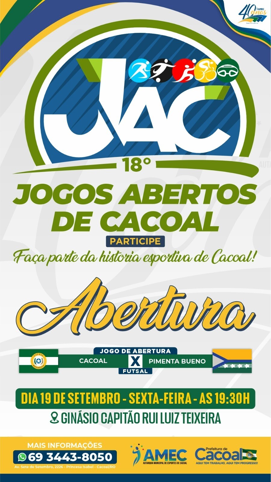 Jogos Abertos de Cacoal começam hoje com expectativa de recorde de público e participantes