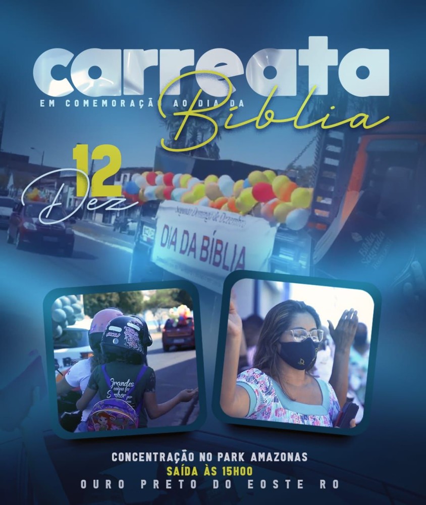 Carreata em comemoração ao Dia da Bíblia acontece dia 12, em Ouro Preto do Oeste, RO