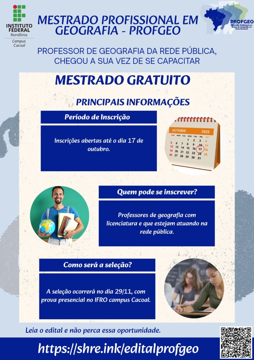 IFRO Cacoal abre vagas para Mestrado Profissional Gratuito