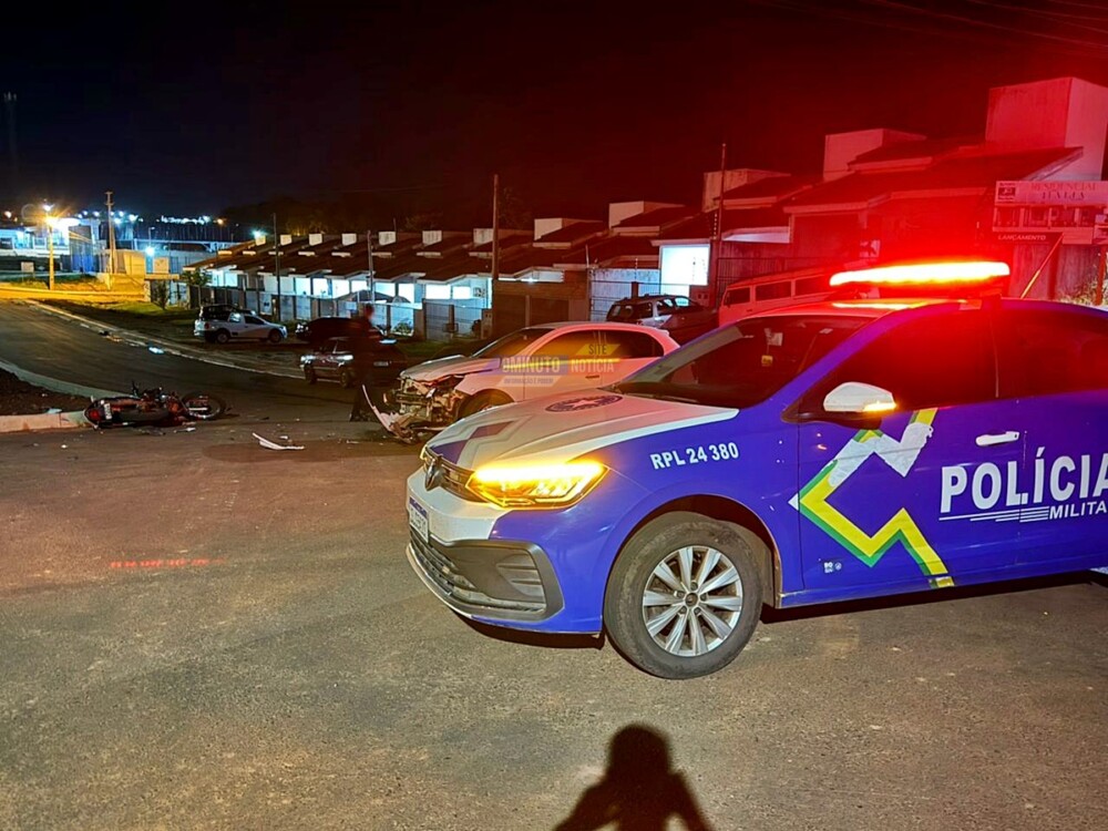 Motociclista fica ferido após colisão com automóvel no Anel Viário em Cacoal