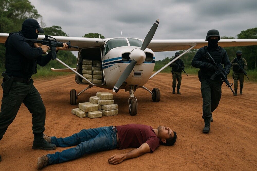 PF intercepta avião com drogas e homem morre no confronto, em Machadinho
