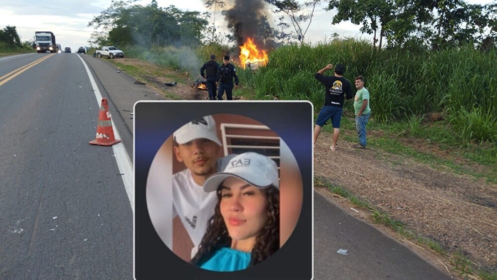 Casal morre em colisão entre carro e motocicleta na ponte do Rio Leitão