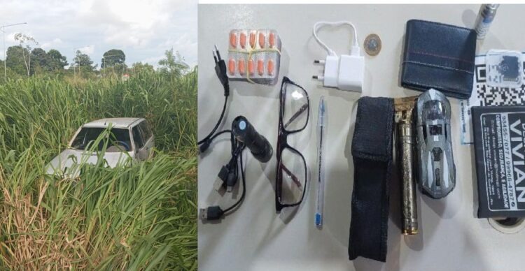 Assaltantes capota carro na BR-429 após roubo em uma loja