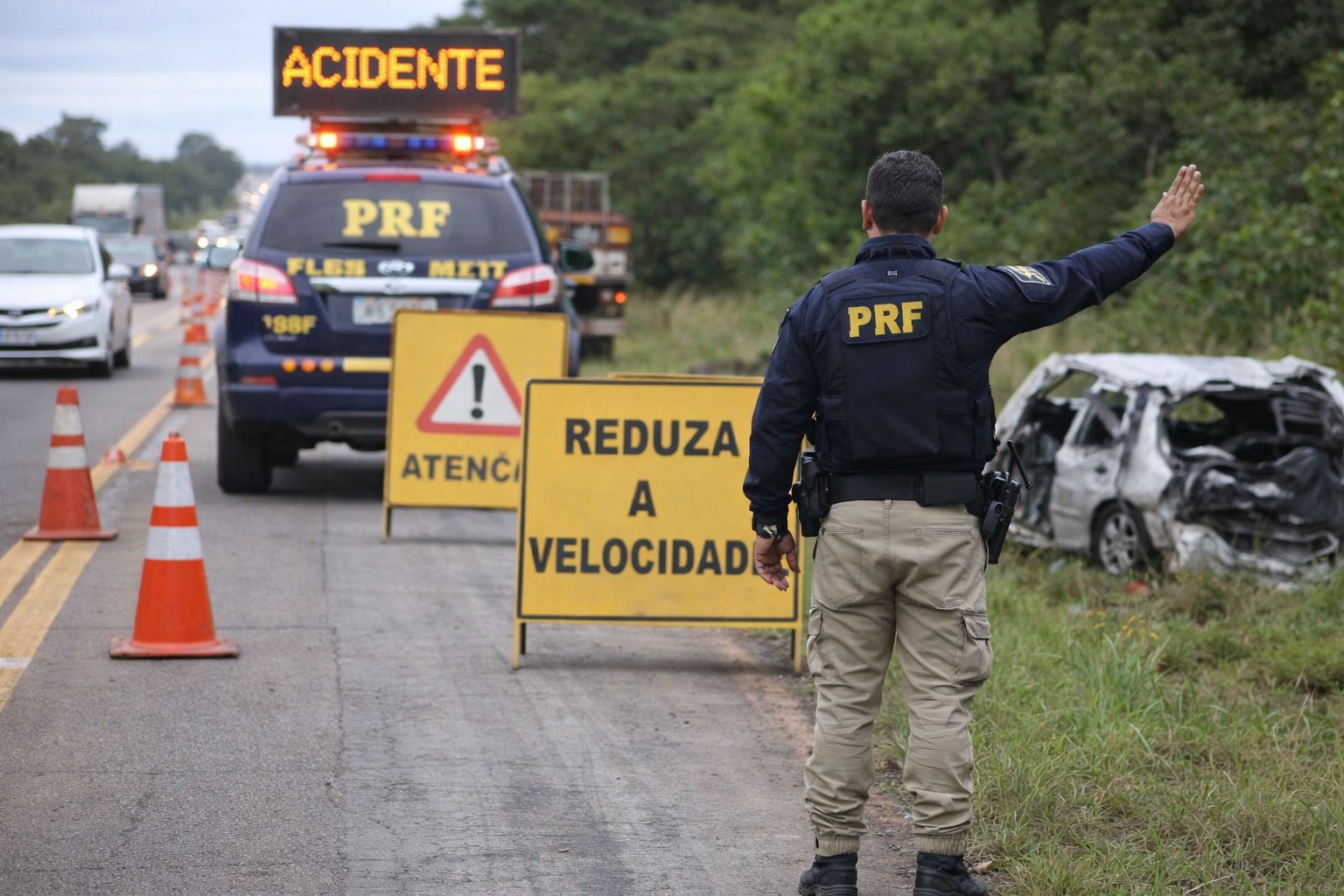 Motorista fica em estado grave após colisão entre carro e carreta na BR-364, em Vilhena
