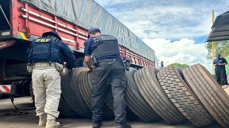 PRF flagraram contrabando de pneus em borracharia