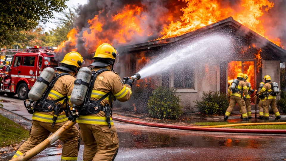 Bombeiros têm trabalho para apagar incêndio em residência no Jardim das Oliveiras em Pimenta Bueno