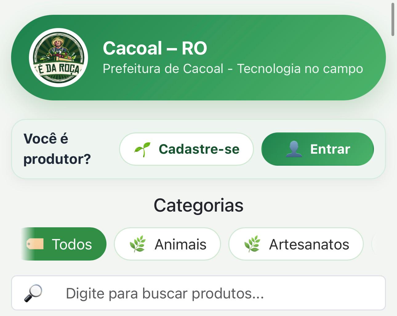Já conhece o aplicativo É da Roça? É de Cacoal