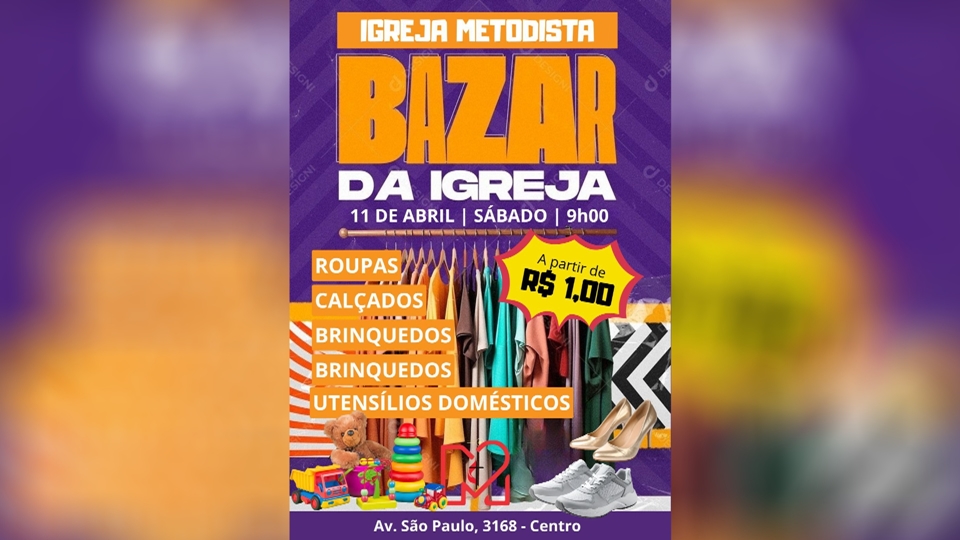 Bazar da Igreja Metodista será realizado em abril com itens a partir de R$ 1,00 em Cacoal