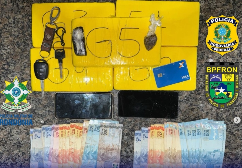 Ação integrada das forças de segurança apreende cerca de cinco quilos de drogas em Cacoal