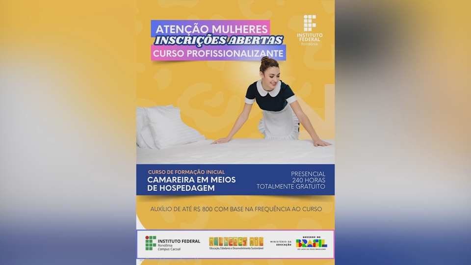Curso gratuito de camareira ainda tem vagas disponíveis em Cacoal