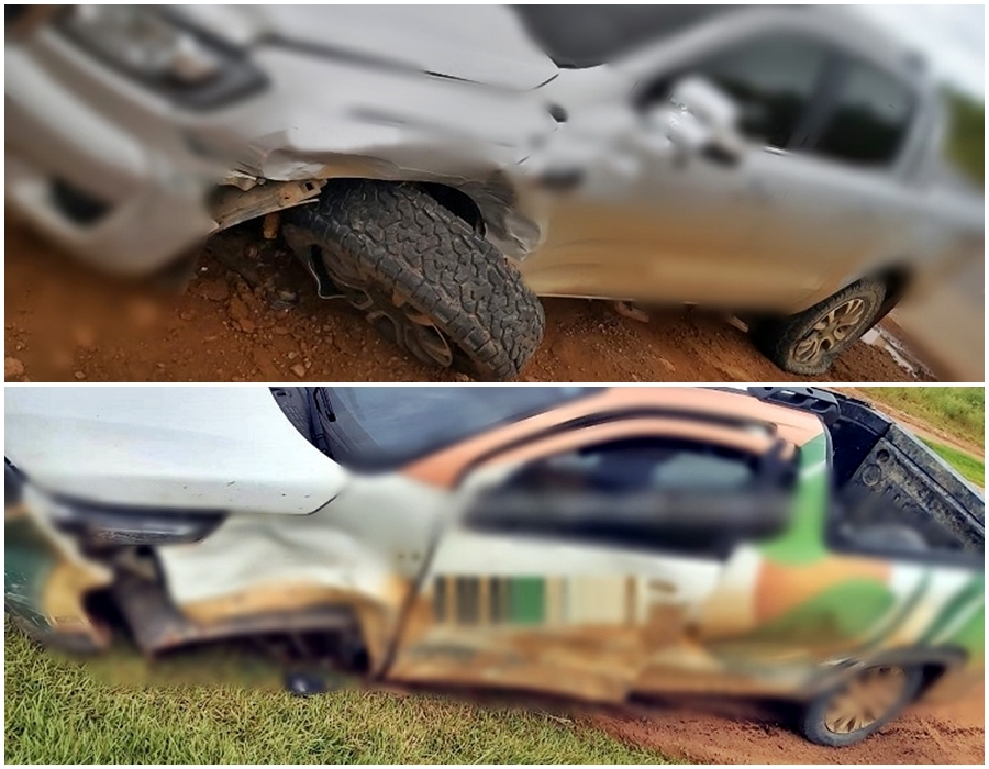 Acidente próximo ao Posto Marques em Jaru, provoca fratura em condutor de pick-up Strada