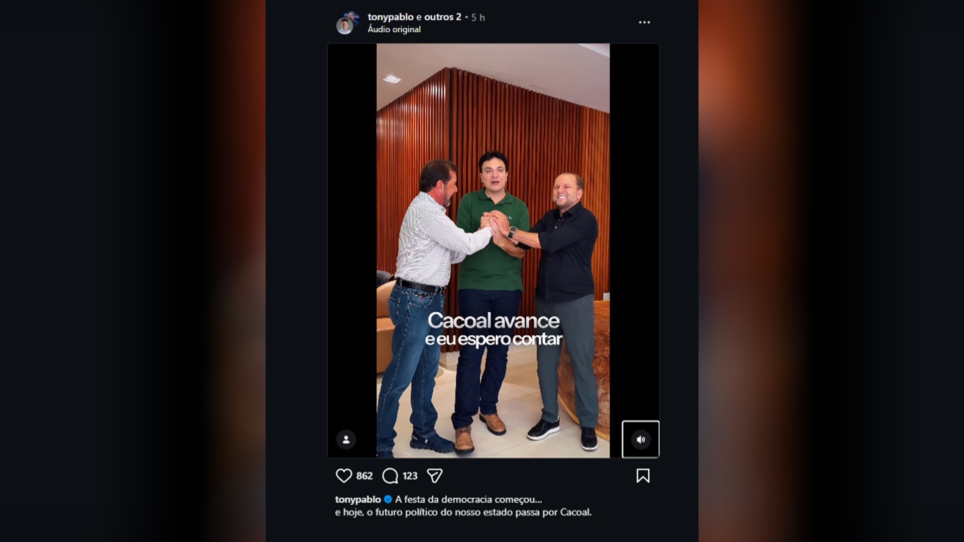 Tony Pablo recebe Hildon Chaves e Cirone Deiró em Cacoal e sinaliza clima de “festa da democracia”