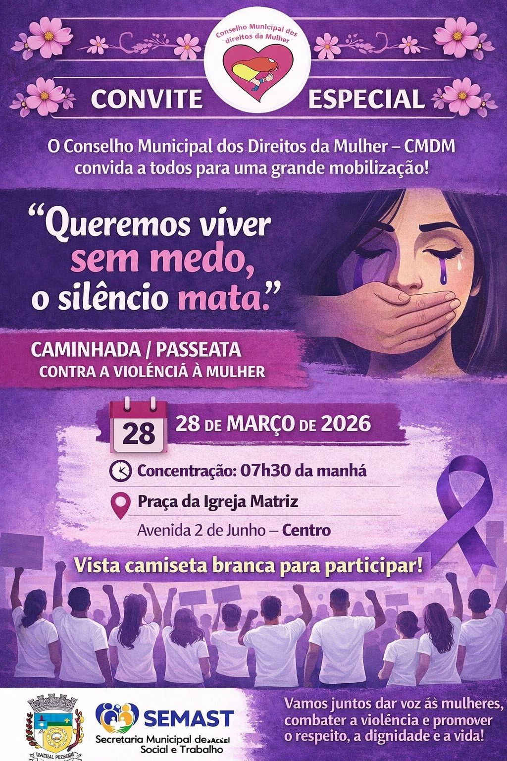Caminhada mobiliza Cacoal contra violência à mulher