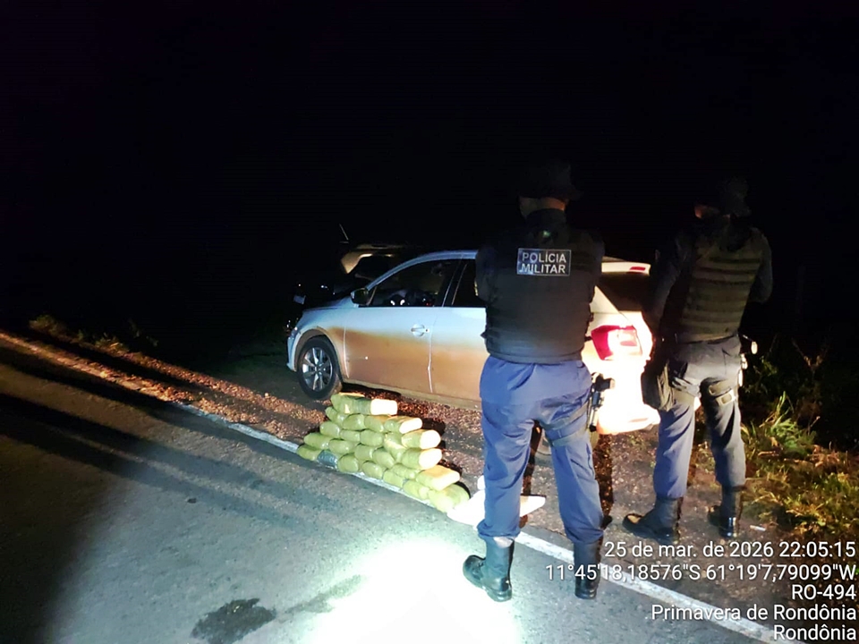 PM apreende quase 25 kg de maconha em Primavera de Rondônia