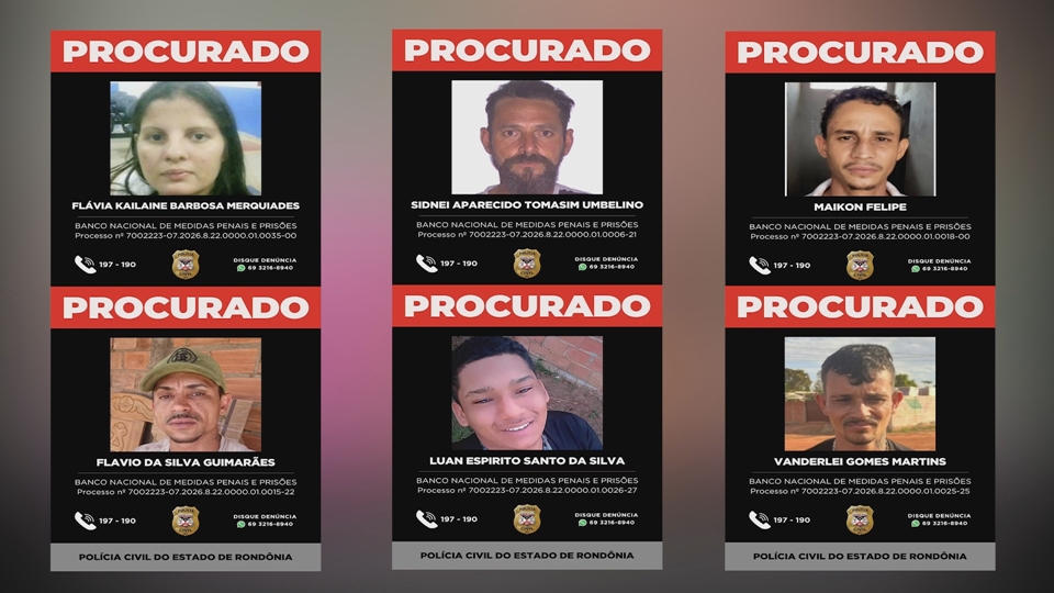 Polícia Civil divulga lista com 12 foragidos da justiça em Rondônia