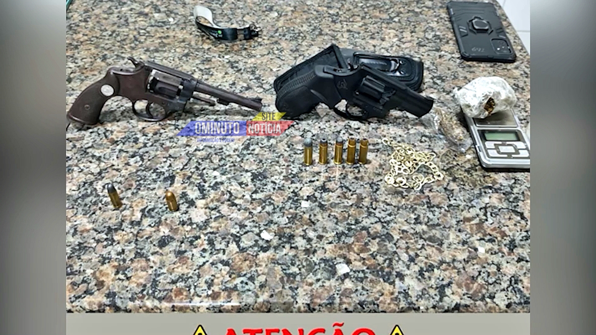 Casal é conduzido à delegacia com armas e drogas durante ação policial em Cacoal