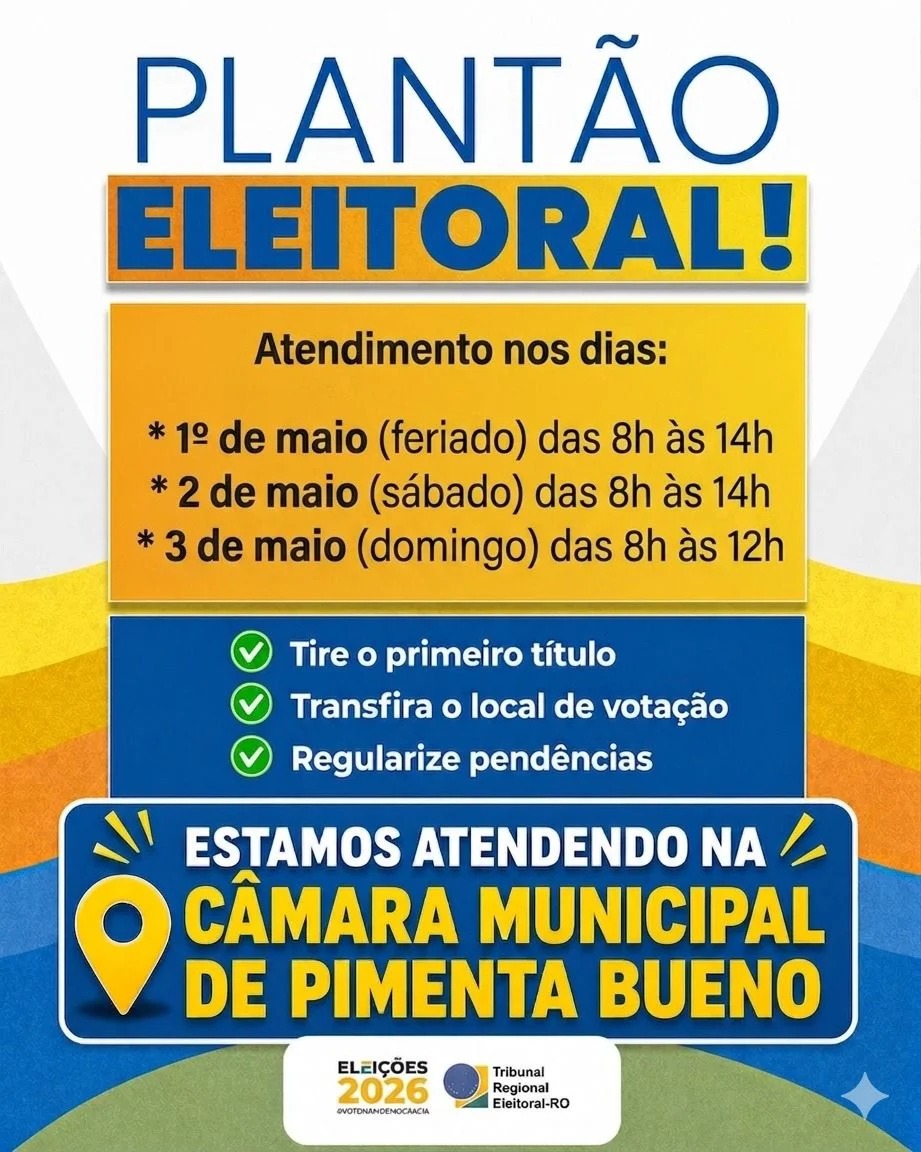 Plantão eleitoral atende eleitores até domingo em Pimenta Bueno