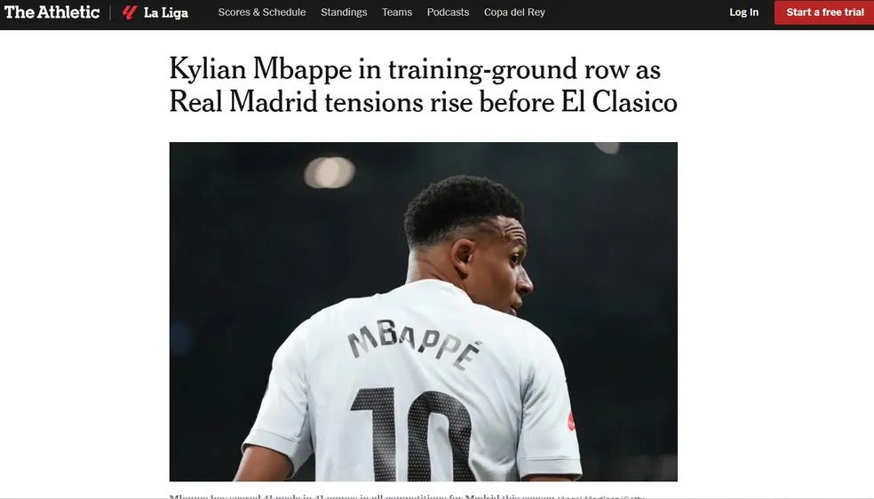 Real Madrid vive clima de crise após discussão de Mbappé em treino