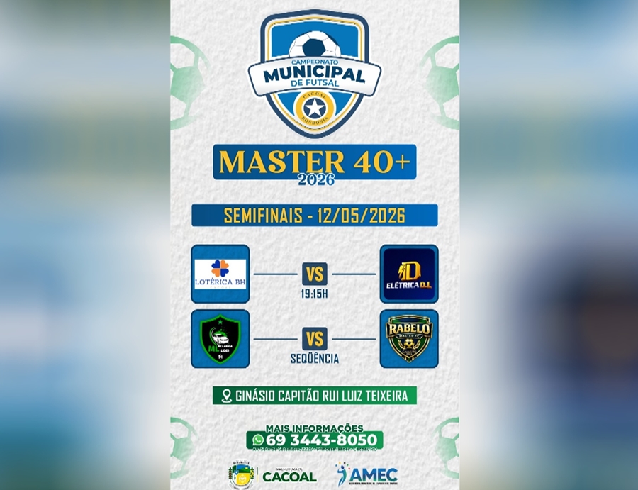 Semifinais do Master 40 Mais, prometem movimentar o futsal em Cacoal, RO