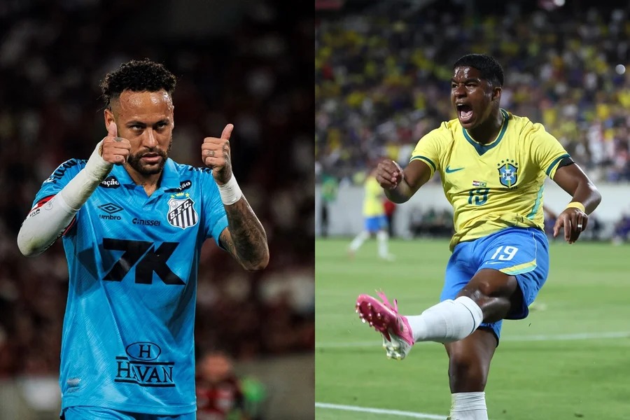 Convocados para a Copa do Mundo, Neymar e Endrick conversam