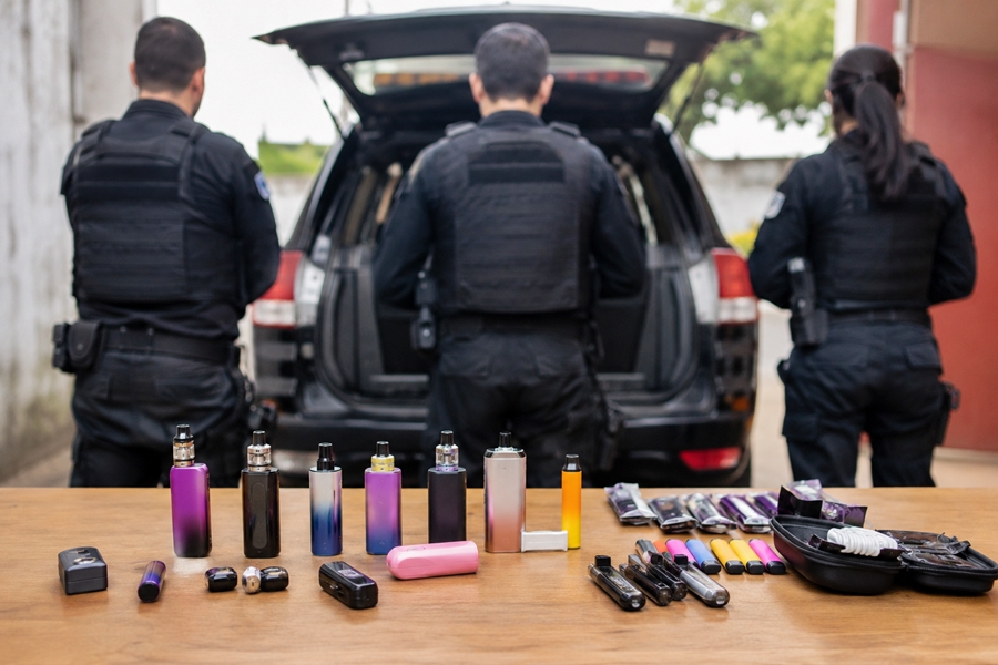 Polícia Civil intensifica combate ao tráfico e venda de cigarros eletrônicos próximo a escolas, em Jaru, RO