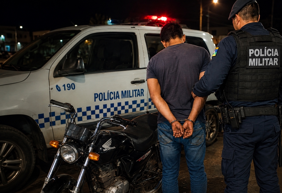 Homem é preso após furtar motocicleta e confessar o crime à Polícia Militar, em Cacoal, RO