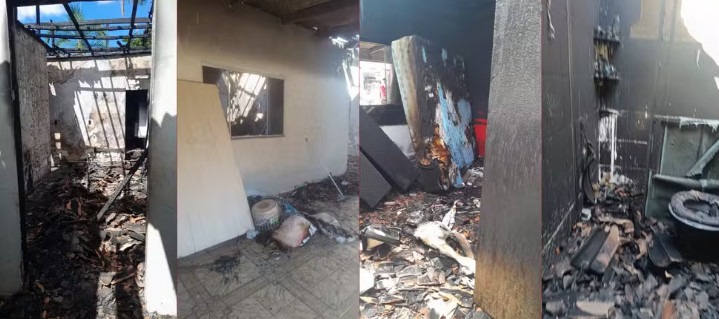 Casa é destruída por incêndio em Porto Velho durante surpresa de Dia dos Namorados