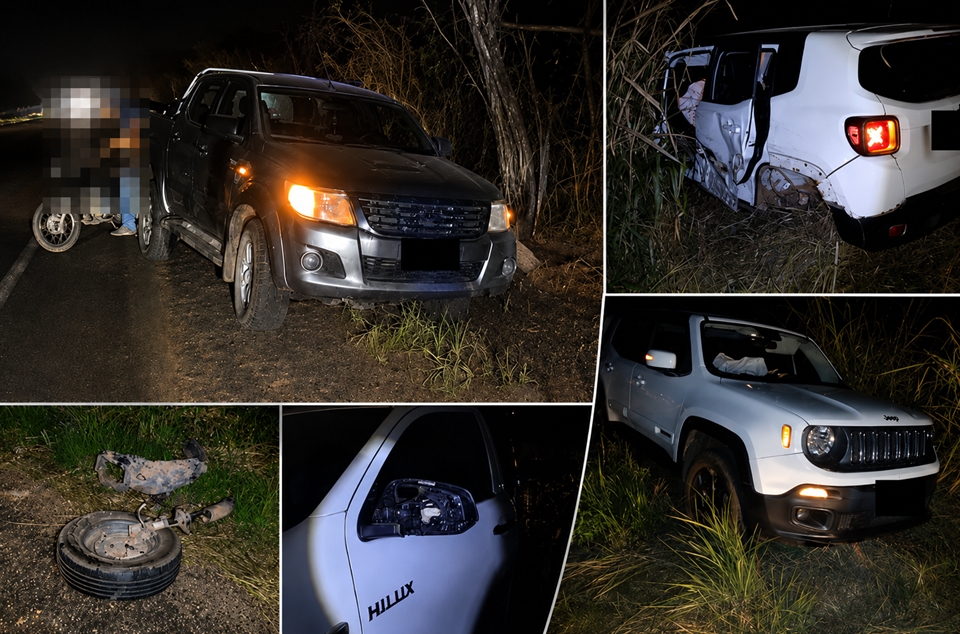 Colisão entre caminhonetes e Jeep assusta motoristas na rodovia Lúcia Tereza, entre Espigão e Pimenta Bueno, RO
