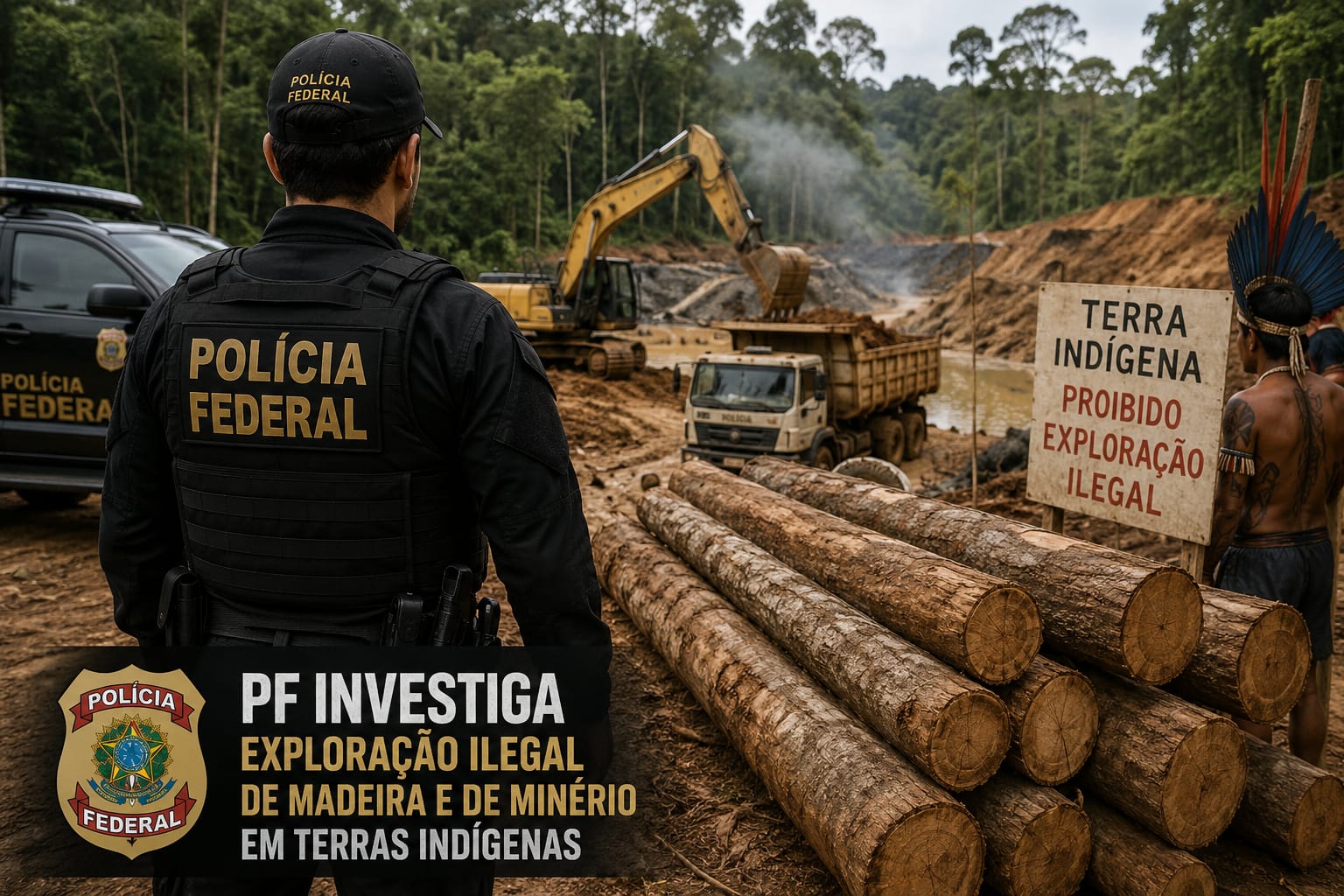 PF combate exploração clandestina de madeira e minério em terras indígenas