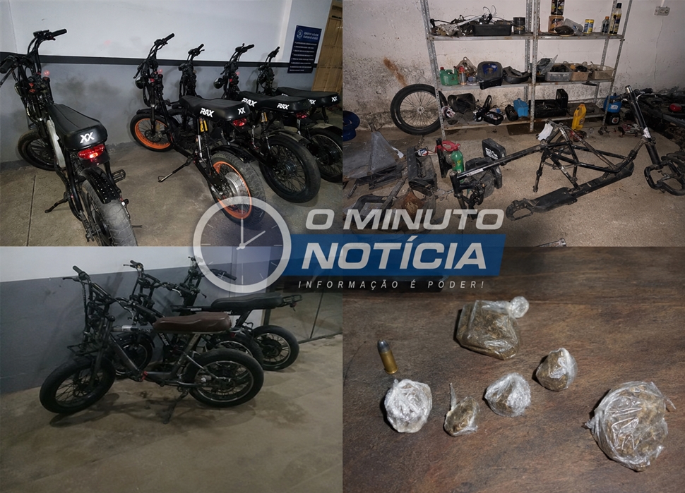 PM recupera bicicletas elétricas furtadas, apreende adolescentes e encontra droga e munição em Vilhena, RO
