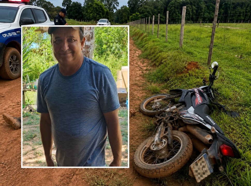 Homem de 49 anos morre após passar mal e cair de motocicleta na zona rural de Jaru, RO