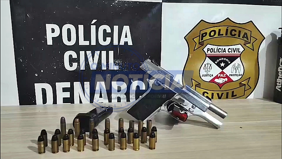 DENARC apreende pistola .40 e munições durante, em Porto Velho