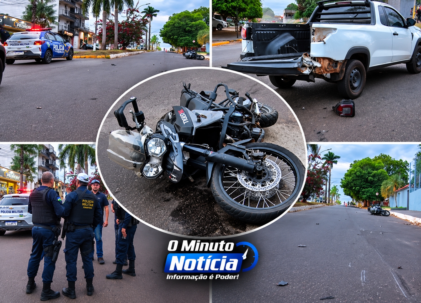 Motociclista sem CNH fica ferido após bater na traseira de picape na avenida Belo Horizonte, em Cacoal, RO